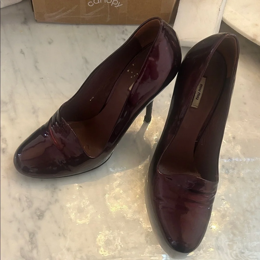 Miu Miu Vintage Dark Purple Red Patent Leather Heels